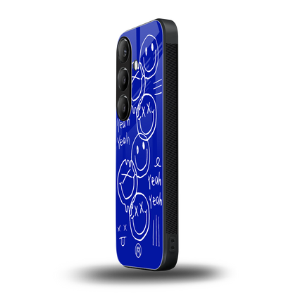 sassy smiley faces back phone cover | glass case for samsung galaxy s23 plus