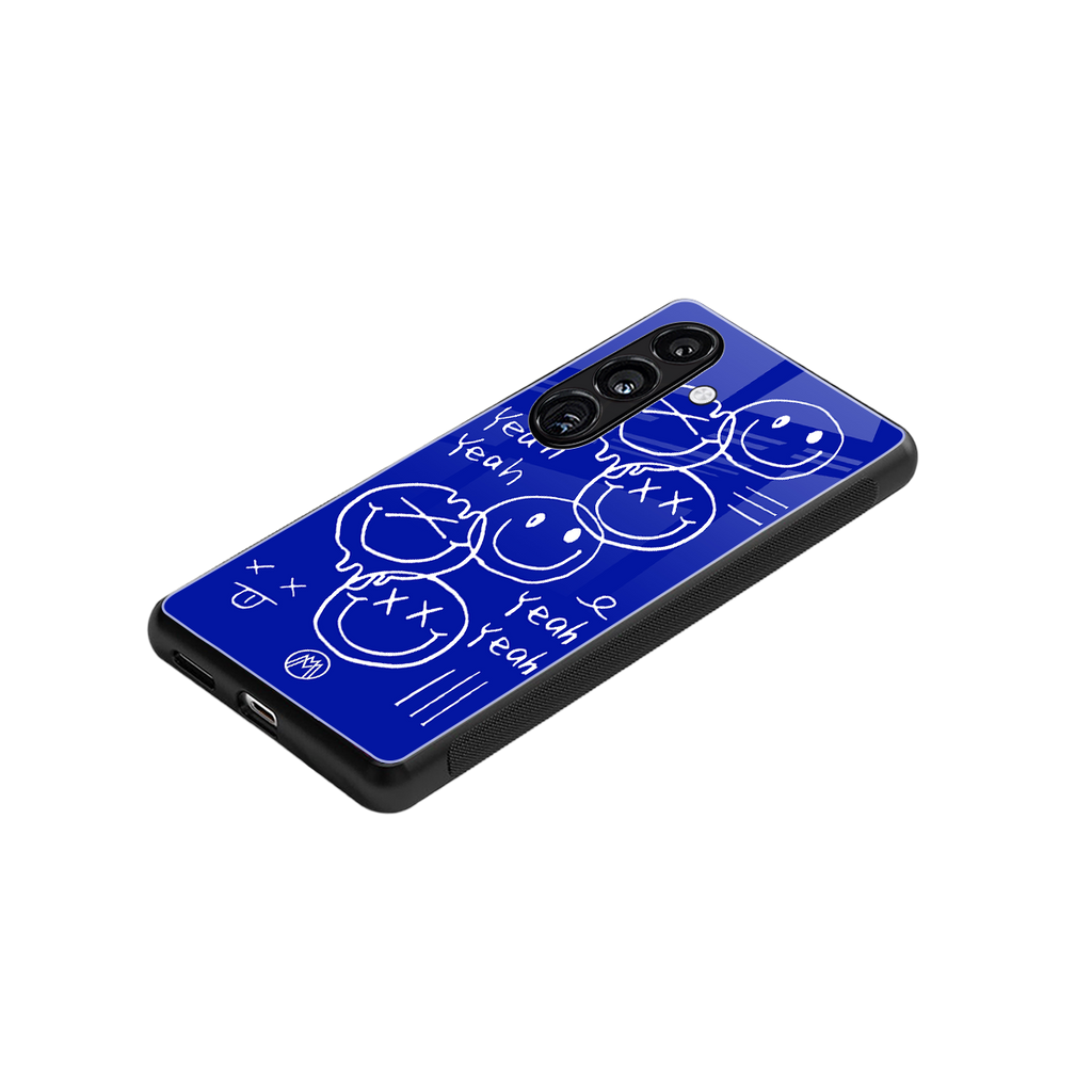 sassy smiley faces back phone cover | glass case for samsung galaxy s24 fe