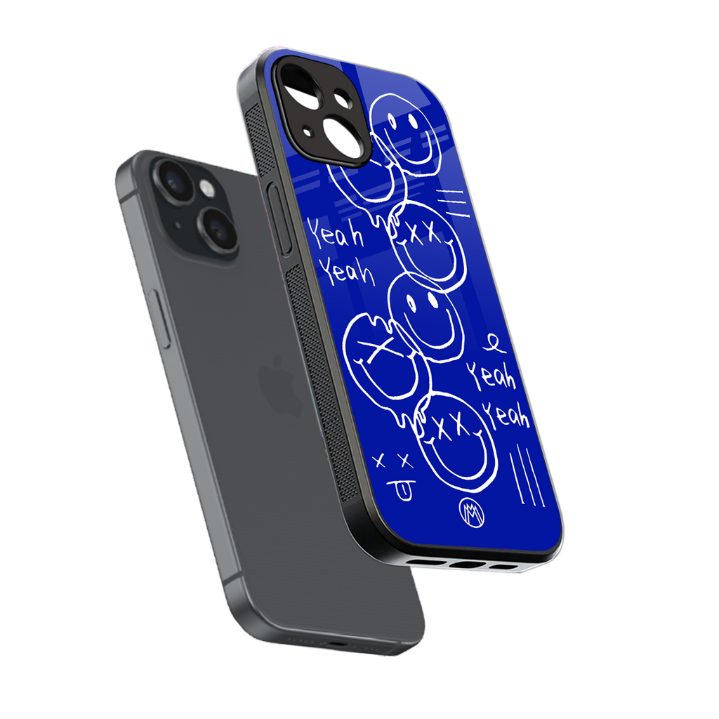 sassy smiley faces back phone cover | glass case for iphone 15