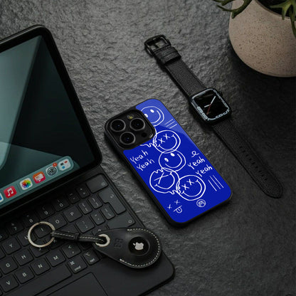 sassy smiley faces back phone cover | glass case for iphone 16 pro