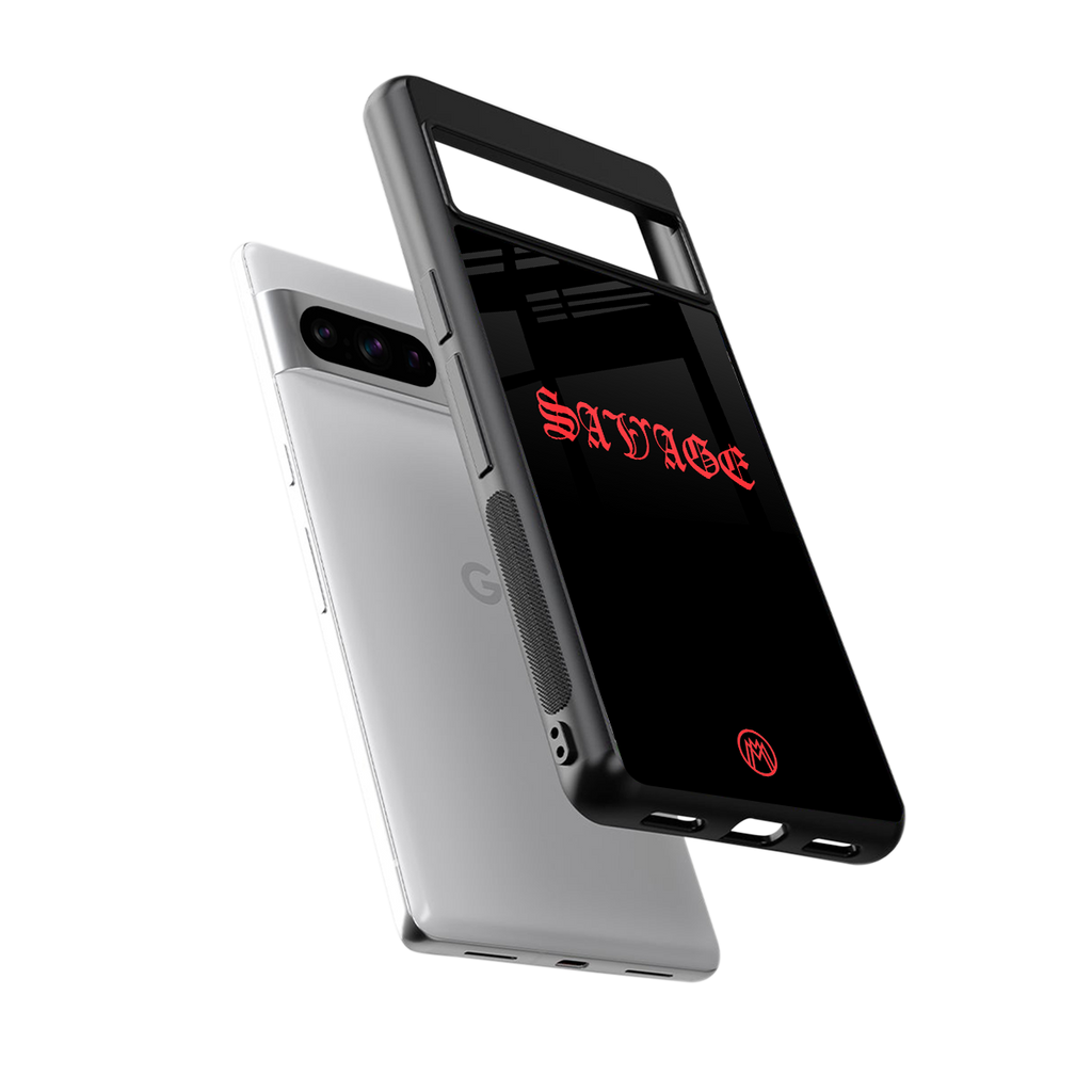 savage back phone cover | glass case for google pixel 8 pro