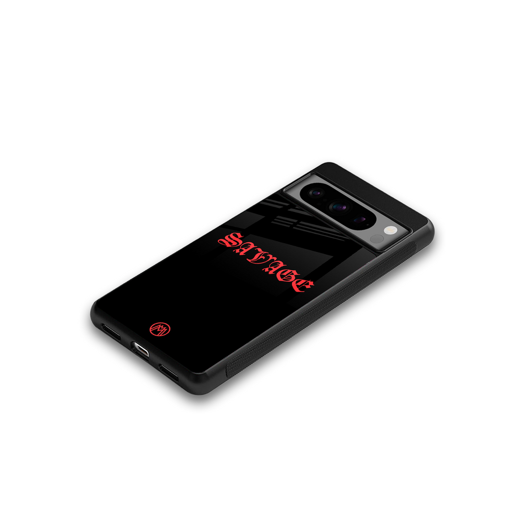savage back phone cover | glass case for google pixel 8 pro