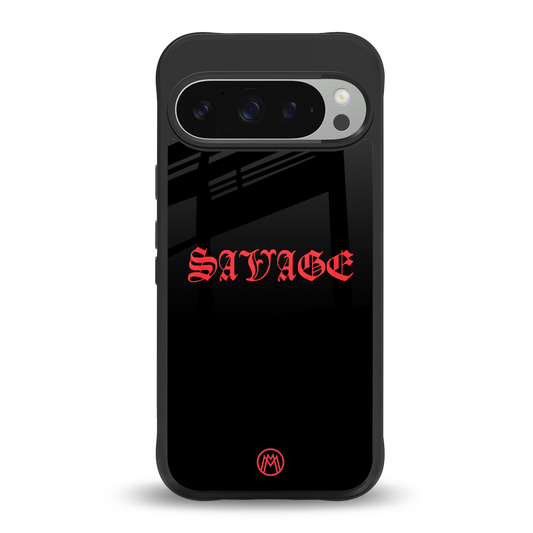 savage back phone cover | glass case for google pixel 9 pro xl