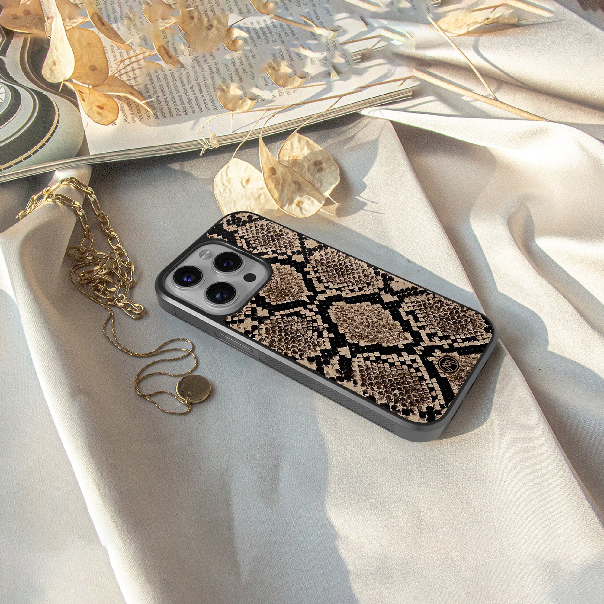 scaly chic back phone cover | glass case for iphone 16 plus