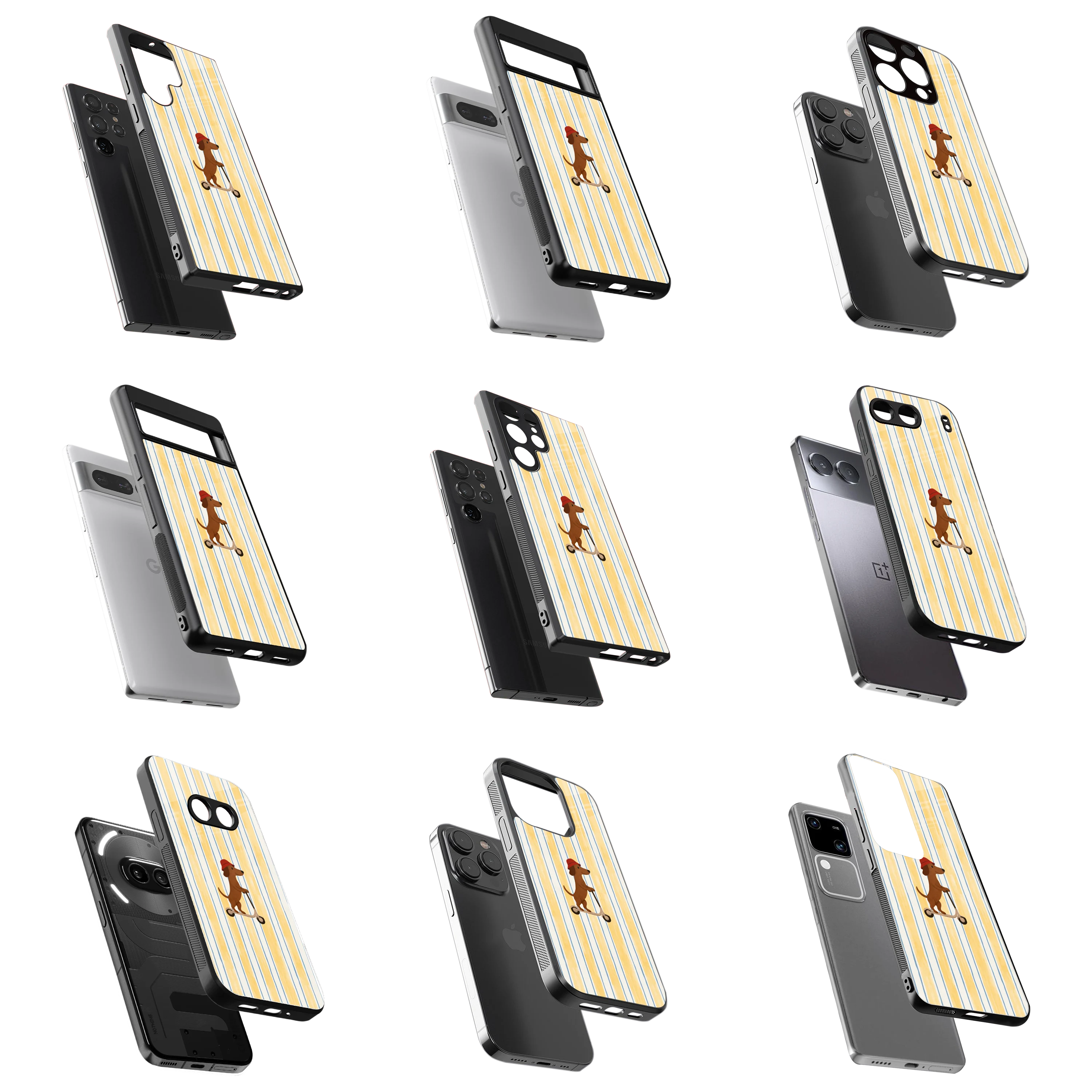 Durable Glass Back Mobile Case for iPhone, Samsung, OnePlus, Google Pixel, Redmi, Vivo, Oppo