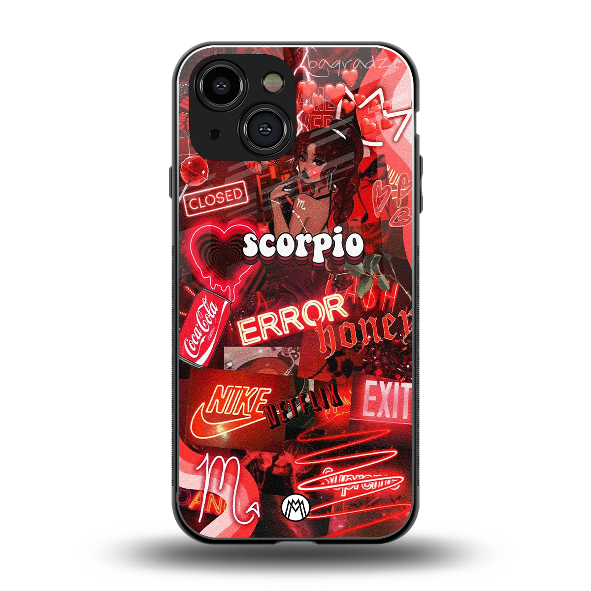 scorpio aesthetic collage back phone cover | glass case for iphone 13 mini