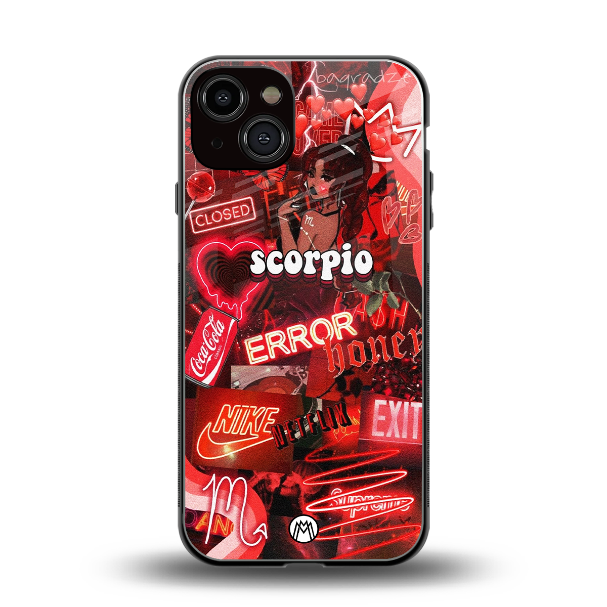 scorpio aesthetic collage back phone cover | glass case for iphone 13