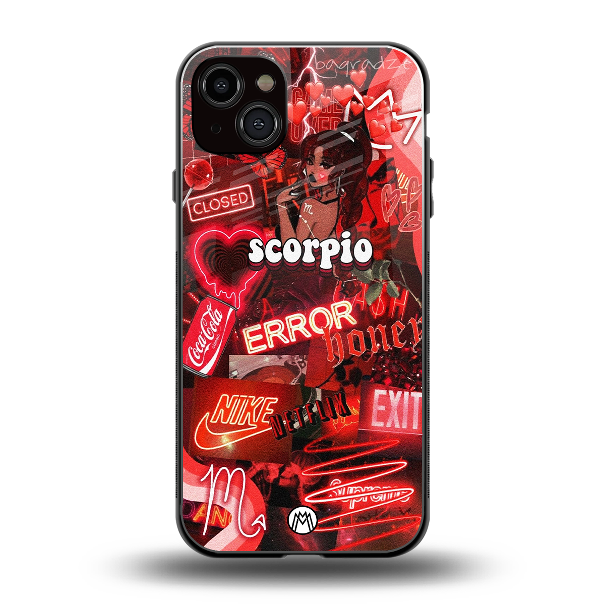 scorpio aesthetic collage back phone cover | glass case for iphone 15 plus