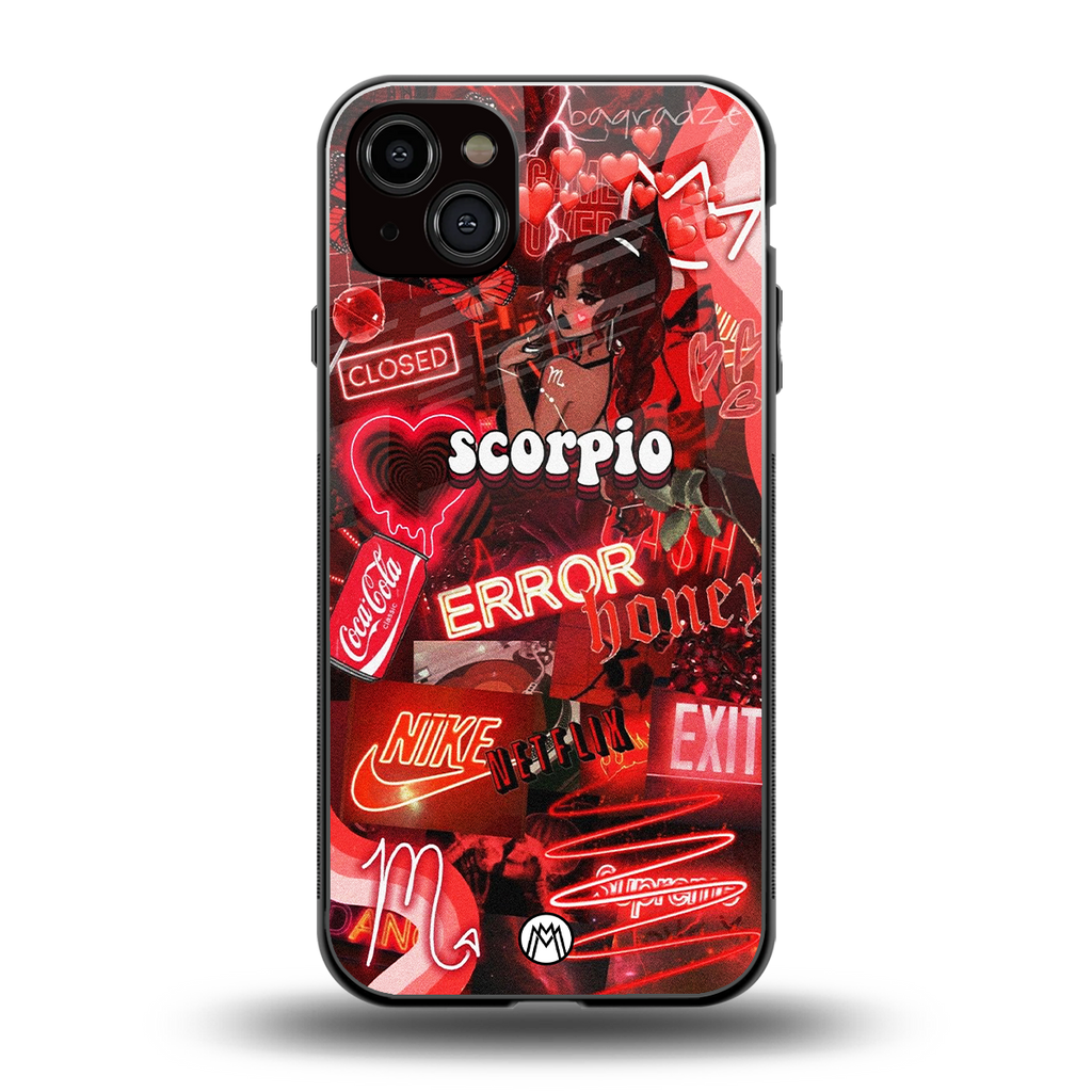 scorpio aesthetic collage back phone cover | glass case for iphone 14 plus