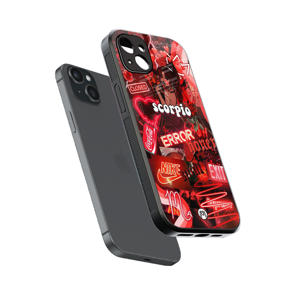 scorpio aesthetic collage back phone cover | glass case for iphone 14 plus
