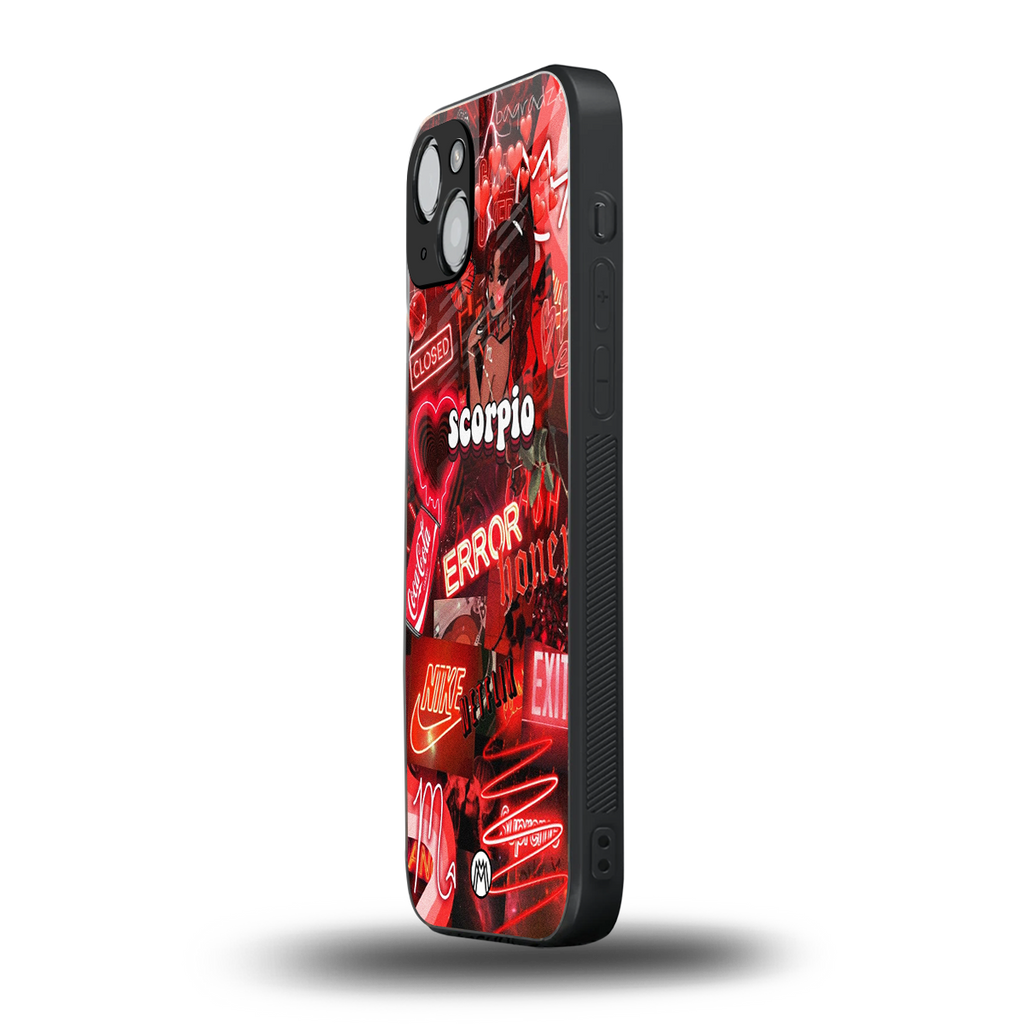 scorpio aesthetic collage back phone cover | glass case for iphone 15 plus