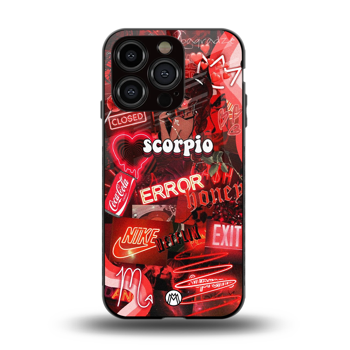 scorpio aesthetic collage back phone cover | glass case for iphone 15 pro