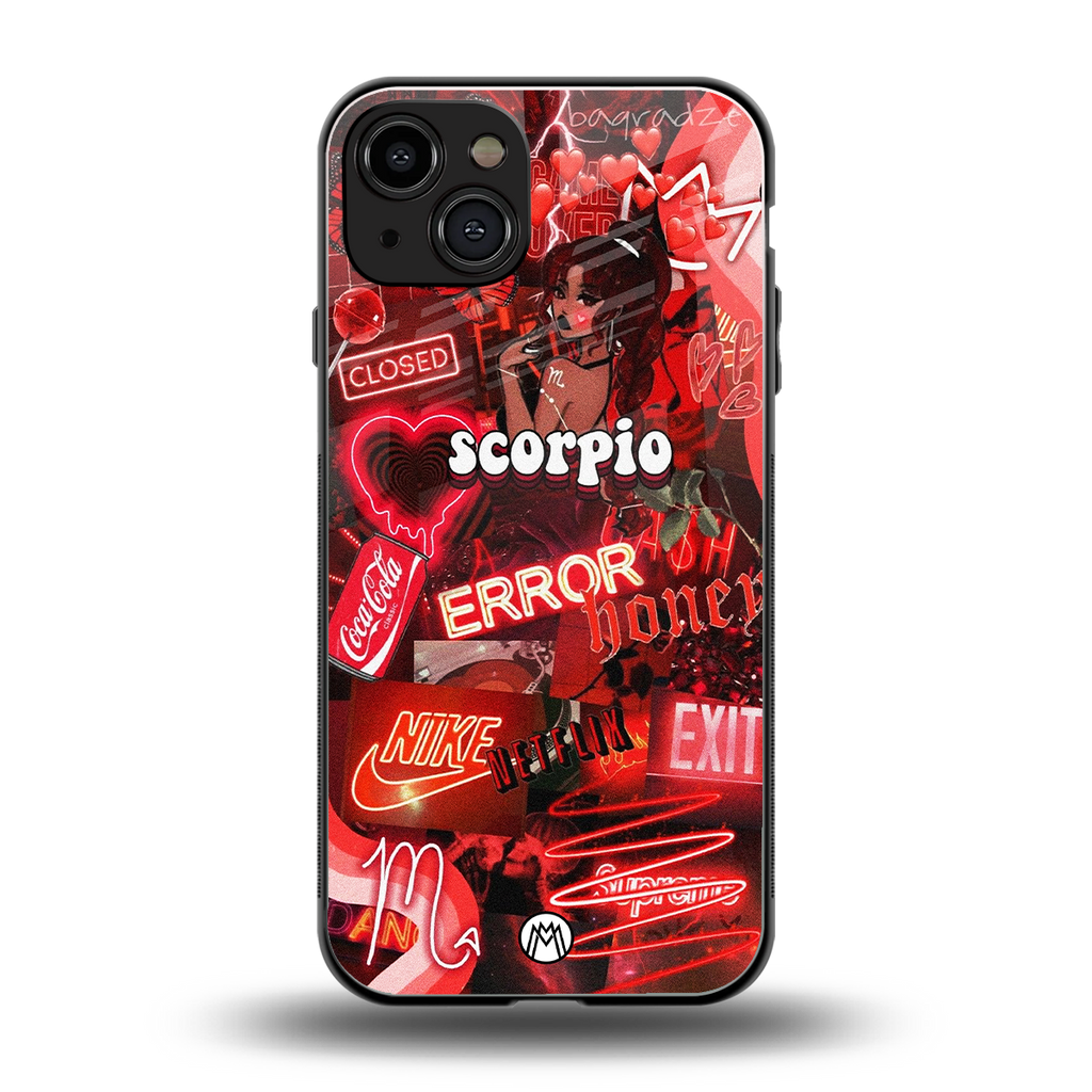 scorpio aesthetic collage back phone cover | glass case for iphone 15