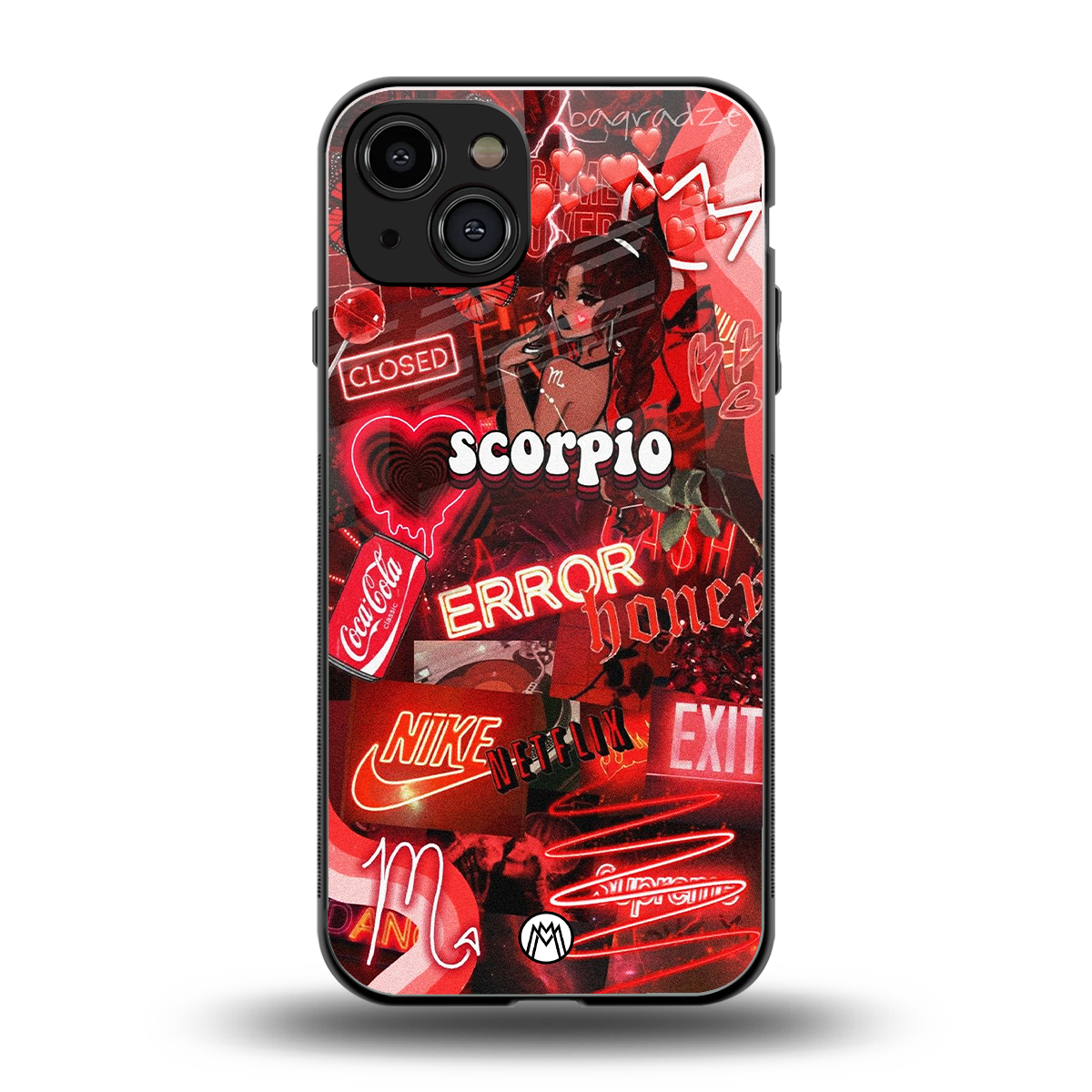 scorpio aesthetic collage back phone cover | glass case for iphone 15