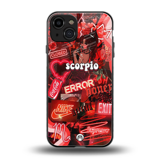 scorpio aesthetic collage back phone cover | glass case for iphone 15