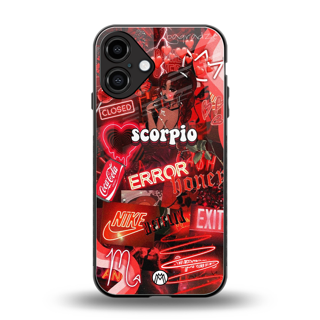 scorpio aesthetic collage back phone cover | glass case for iphone 16 plus