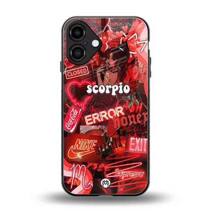scorpio aesthetic collage back phone cover | glass case for iphone 16 plus