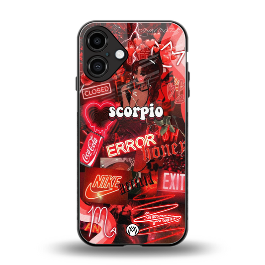 scorpio aesthetic collage back phone cover | glass case for iphone 16 plus