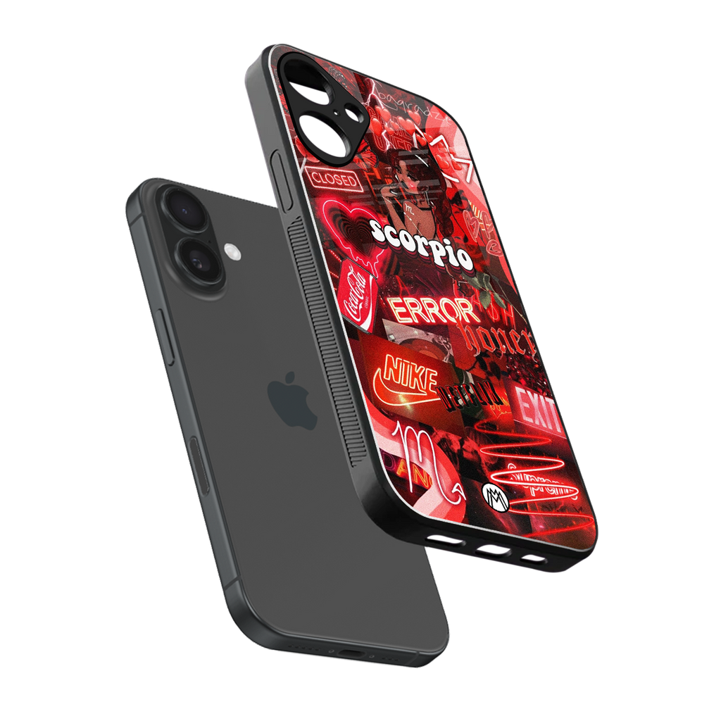 scorpio aesthetic collage back phone cover | glass case for iphone 16 plus