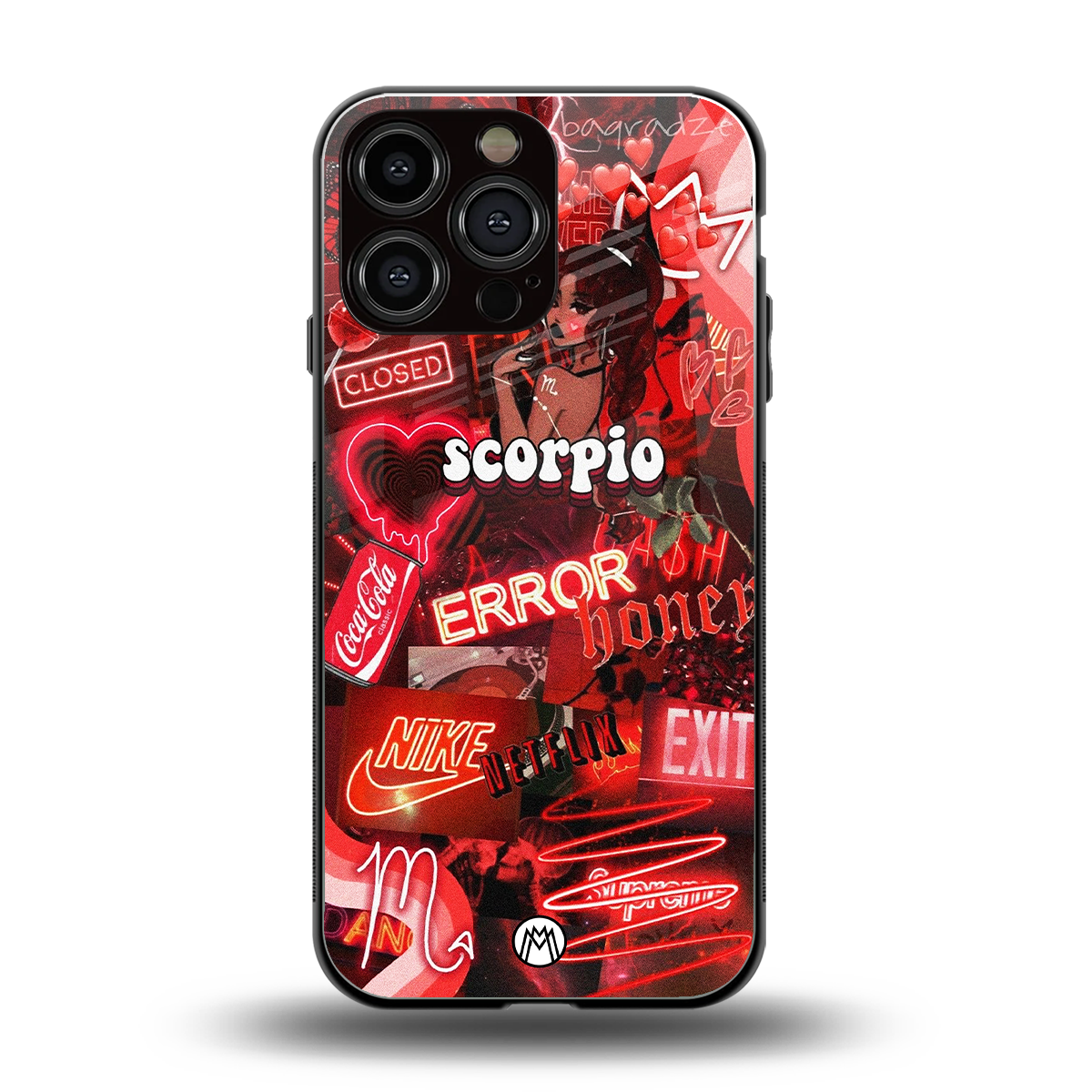 scorpio aesthetic collage back phone cover | glass case for iphone 16 pro max
