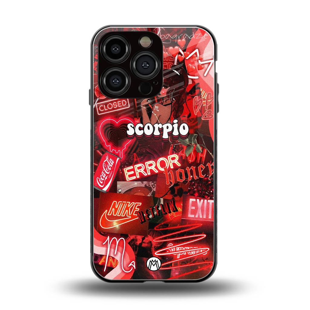 scorpio aesthetic collage back phone cover | glass case for iphone 16 pro