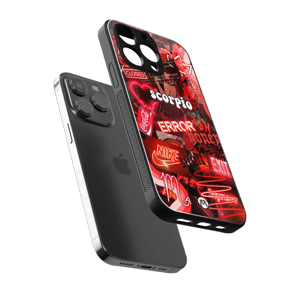 scorpio aesthetic collage back phone cover | glass case for iphone 16 pro