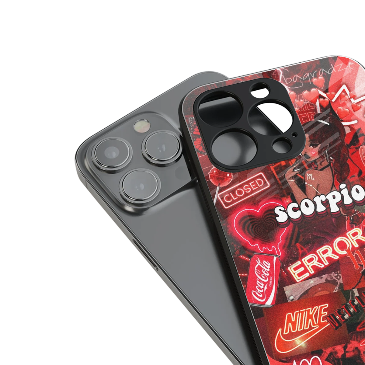 scorpio aesthetic collage back phone cover | glass case for iphone 16 pro max