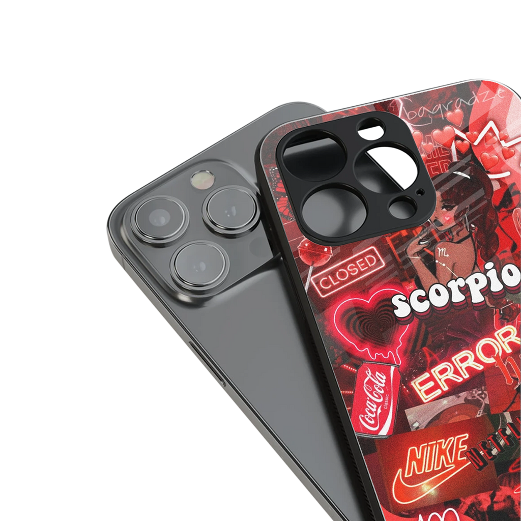 scorpio aesthetic collage back phone cover | glass case for iphone 16 pro
