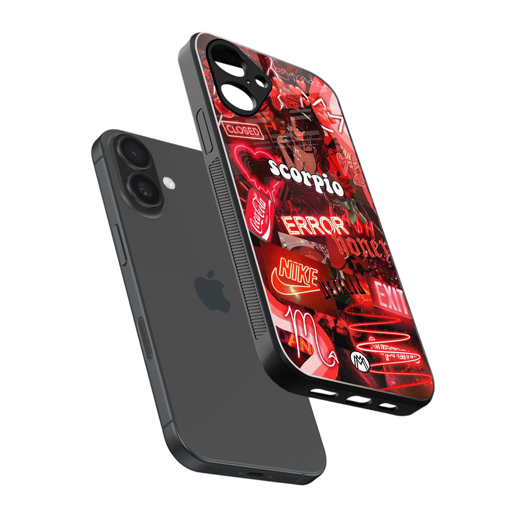 scorpio aesthetic collage back phone cover | glass case for iphone 16