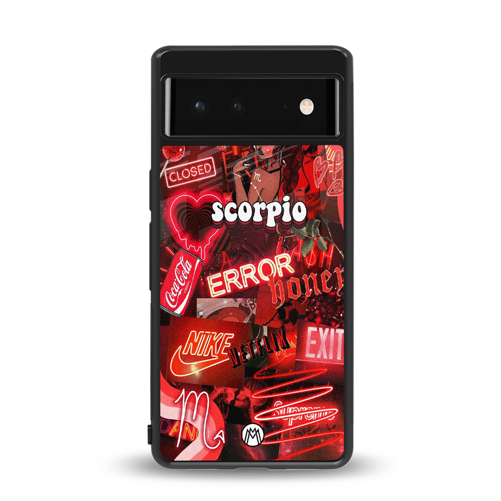 scorpio aesthetic collage back phone cover | glass case for google pixel 6