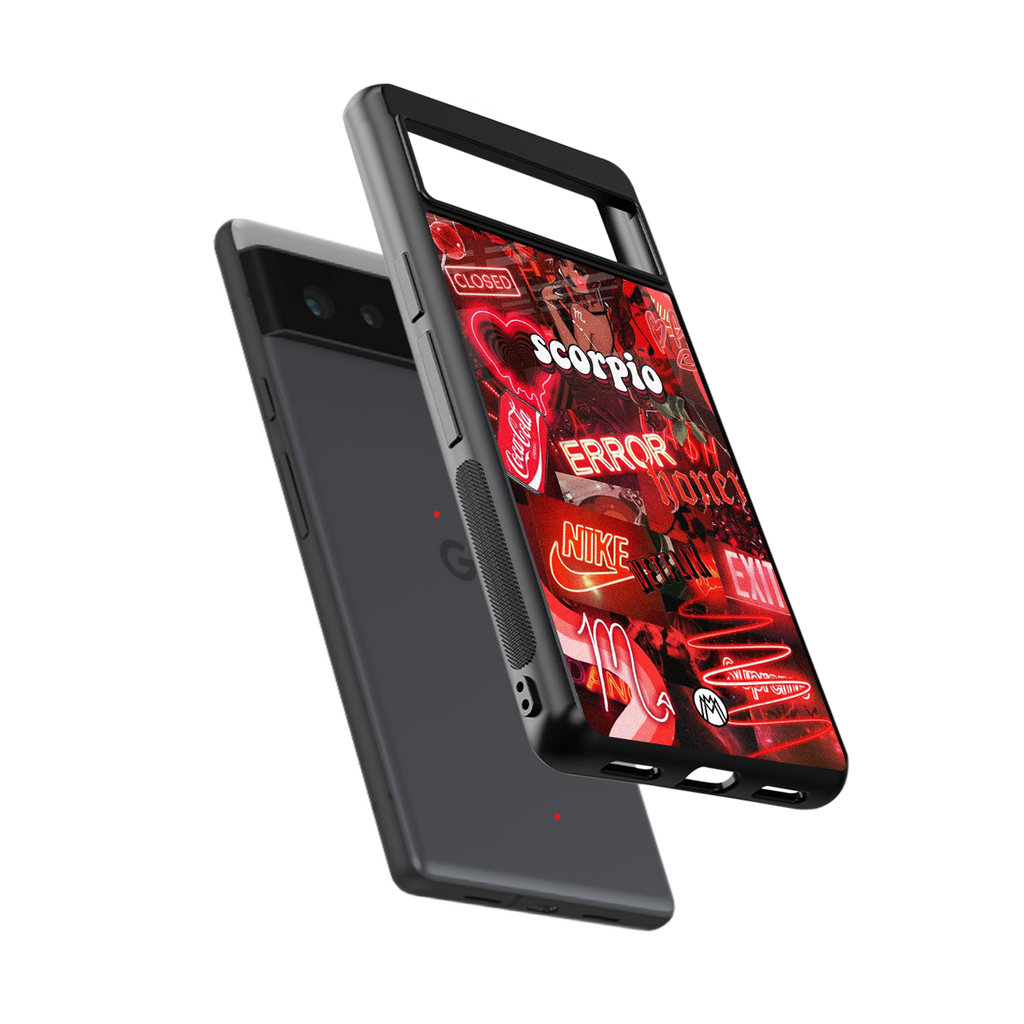 scorpio aesthetic collage back phone cover | glass case for google pixel 6