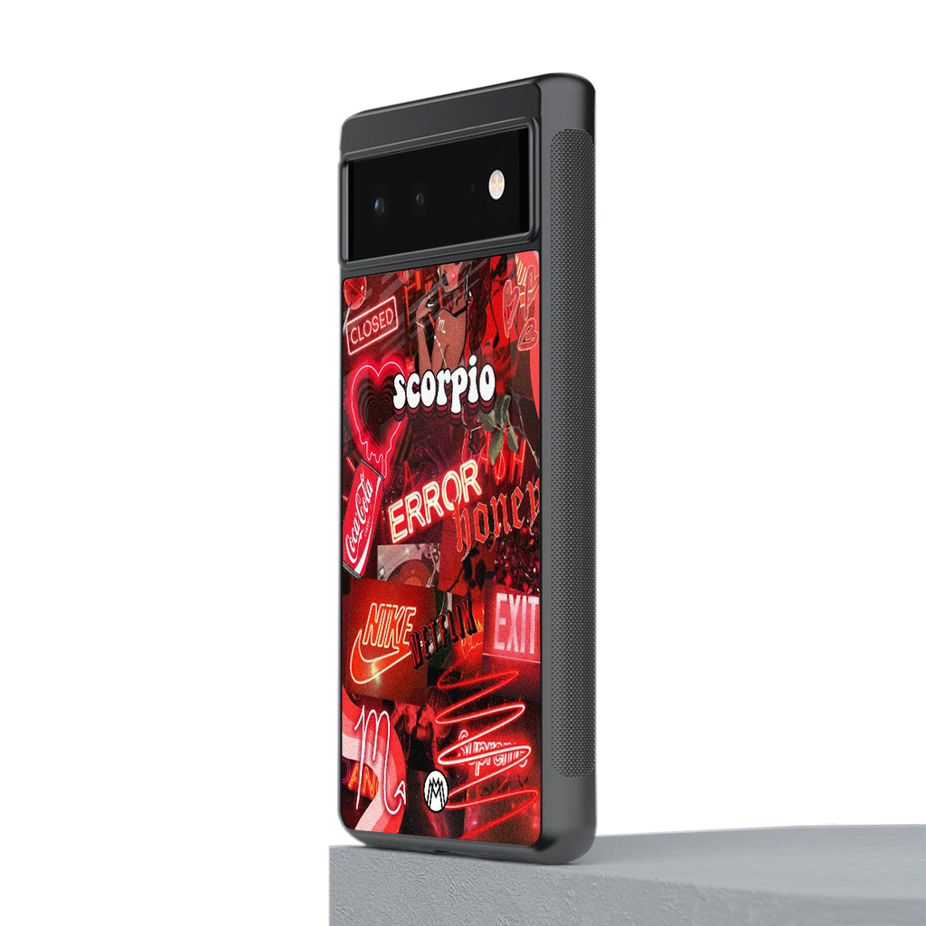 scorpio aesthetic collage back phone cover | glass case for google pixel 6