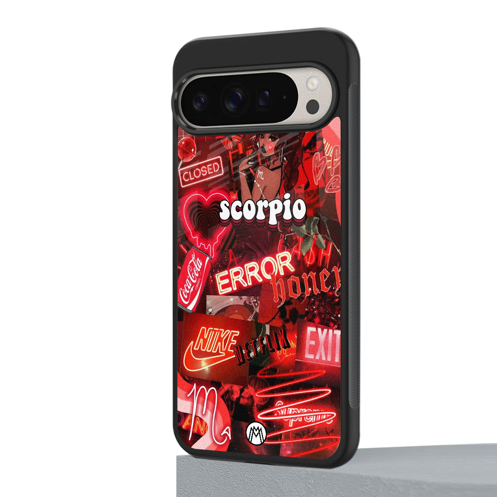 scorpio aesthetic collage back phone cover | glass case for google pixel 9 pro