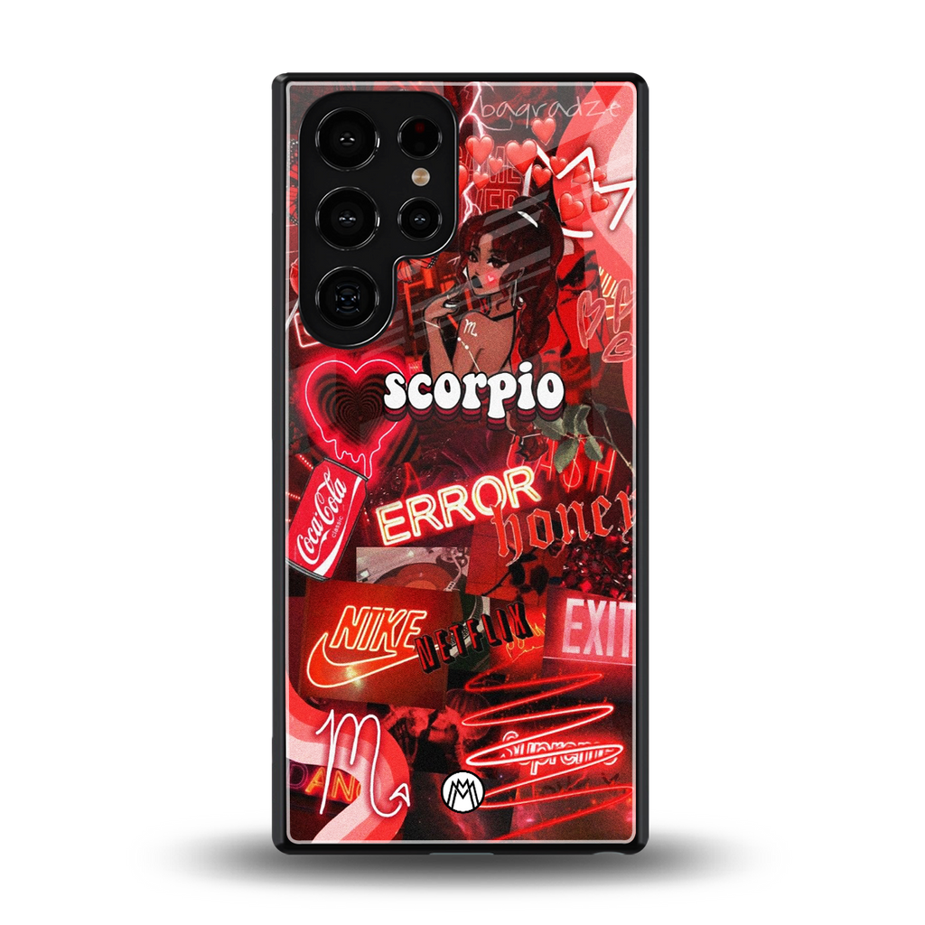 scorpio aesthetic collage back phone cover | glass case for samsung galaxy s25 ultra