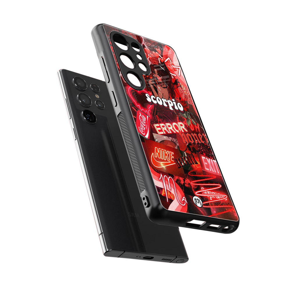 scorpio aesthetic collage back phone cover | glass case for samsung galaxy s25 ultra