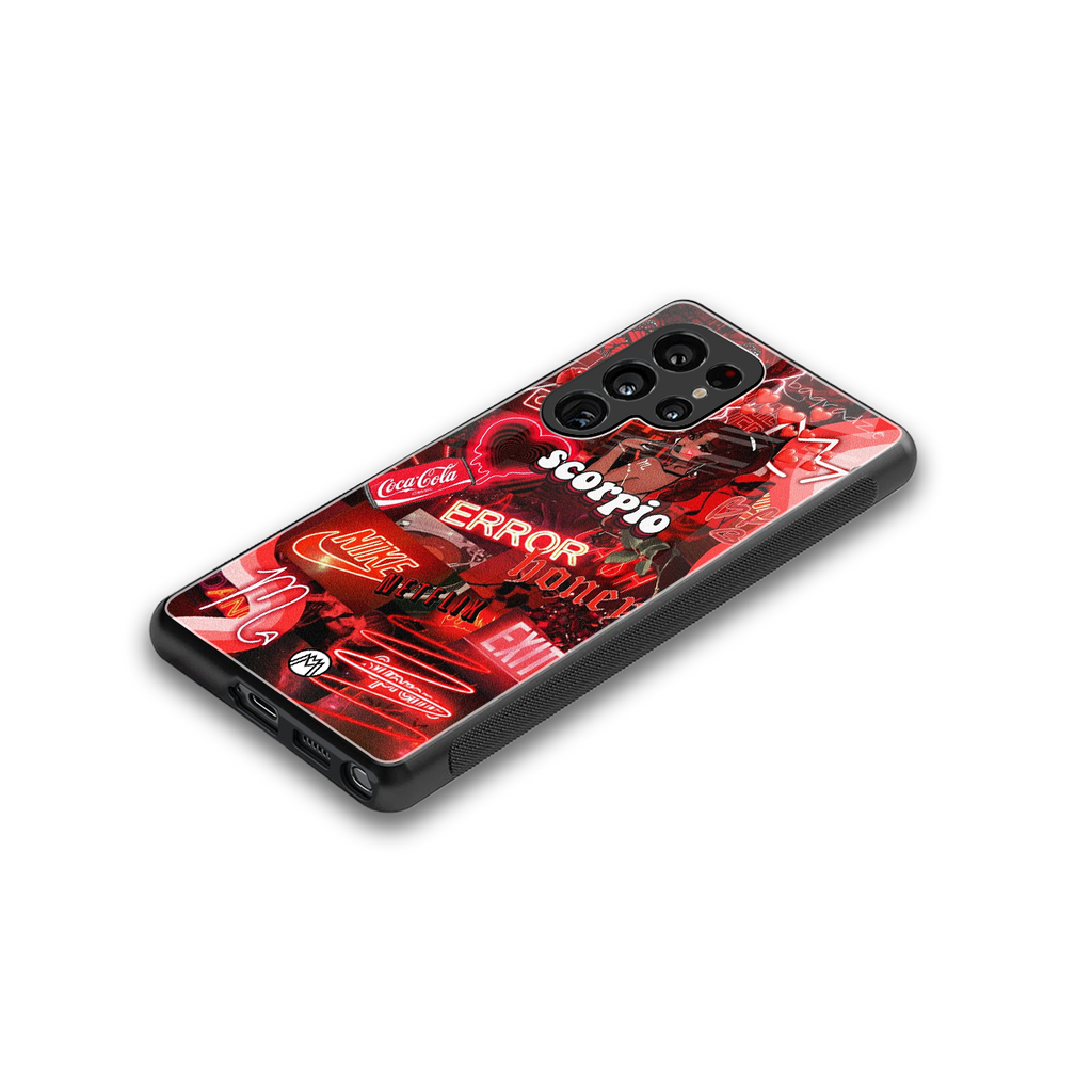 scorpio aesthetic collage back phone cover | glass case for samsung galaxy s25 ultra