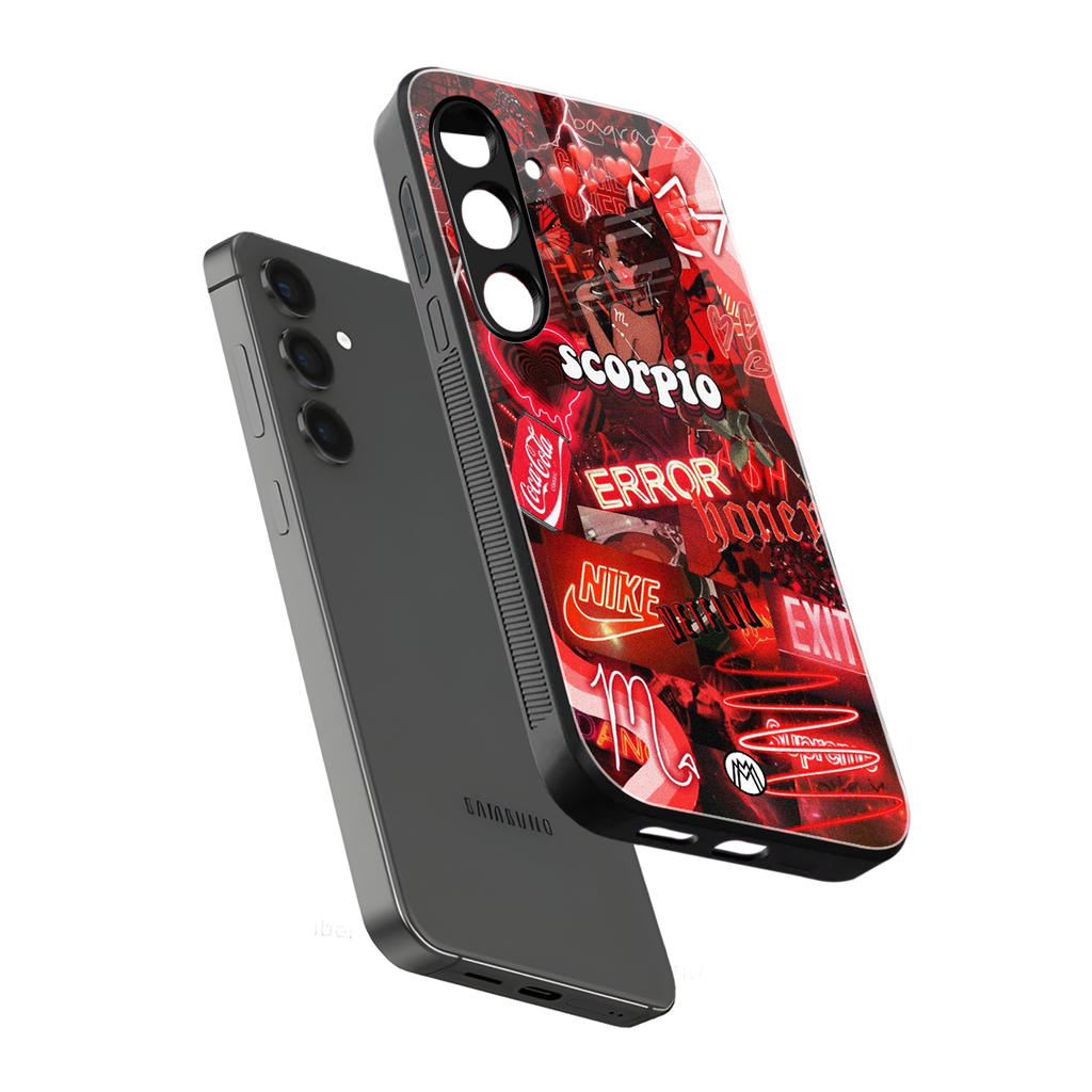 scorpio aesthetic collage back phone cover | glass case for samsung galaxy s24 fe