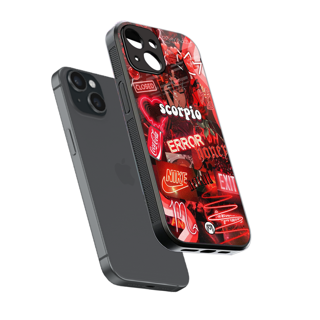 scorpio aesthetic collage back phone cover | glass case for iphone 15