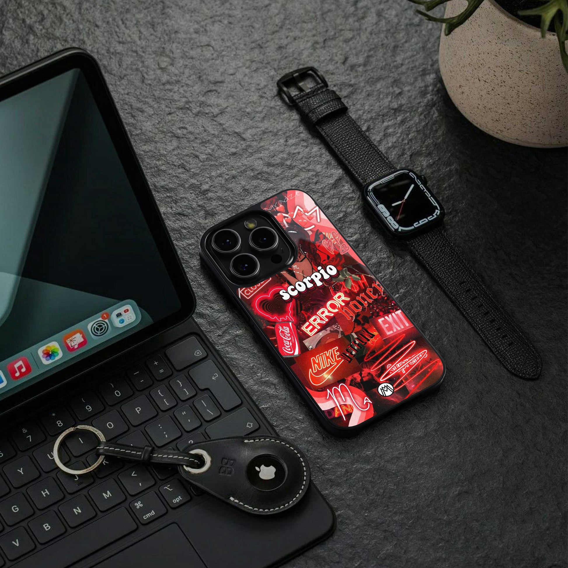 scorpio aesthetic collage back phone cover | glass case for iphone 14 pro max