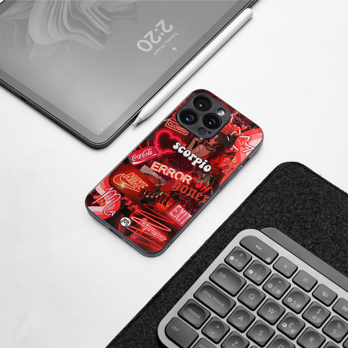 scorpio aesthetic collage back phone cover | glass case for iphone 16 pro