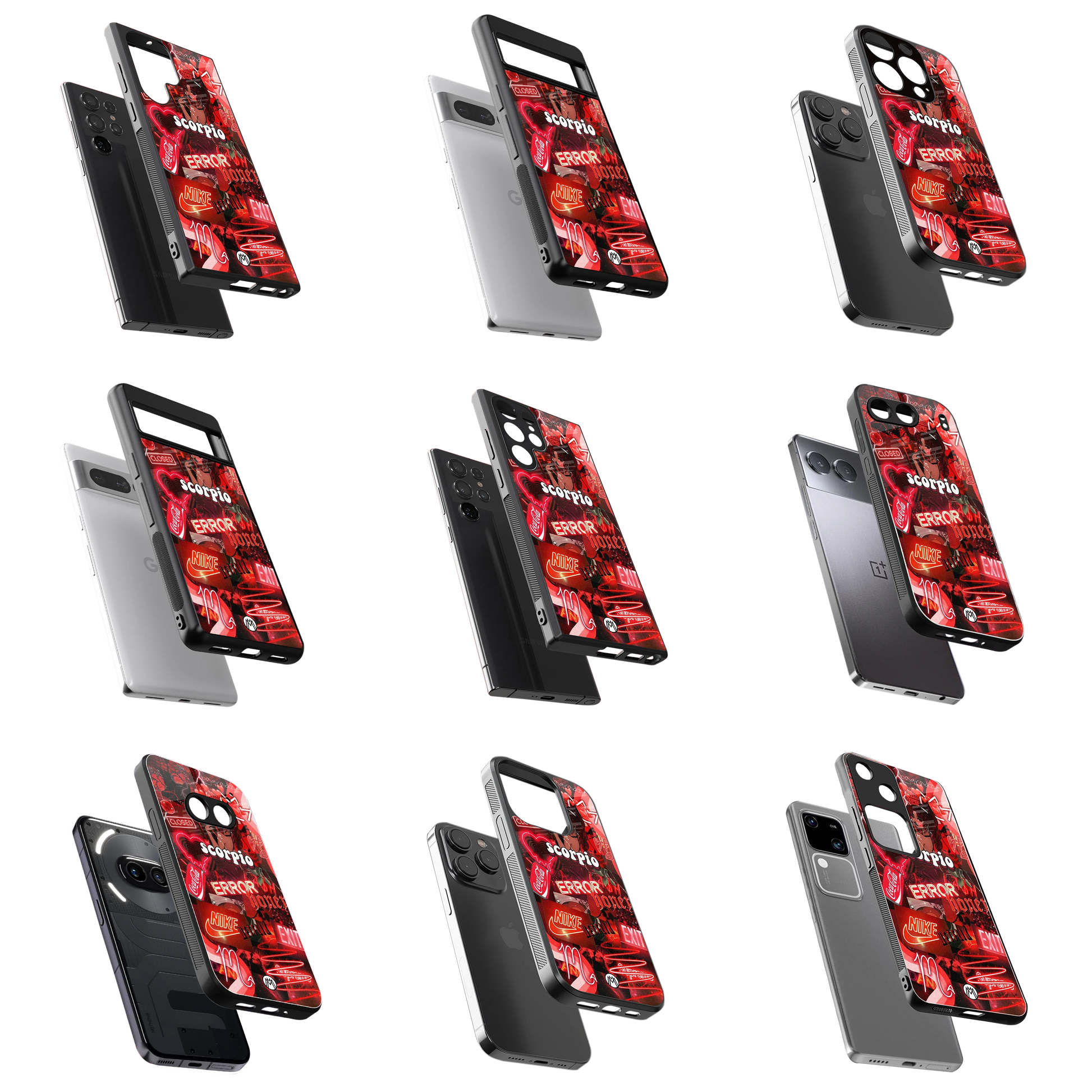 Durable Glass Back Mobile Case for iPhone, Samsung, OnePlus, Google Pixel, Redmi, Vivo, Oppo