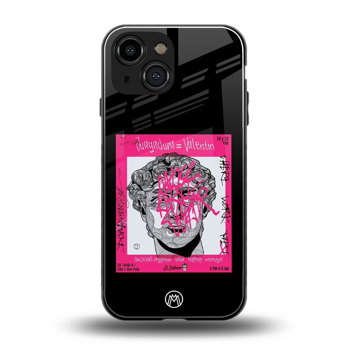 scribbled david michelangelo back phone cover | glass case for iphone 13 mini
