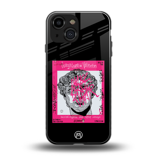 scribbled david michelangelo back phone cover | glass case for iphone 13 mini