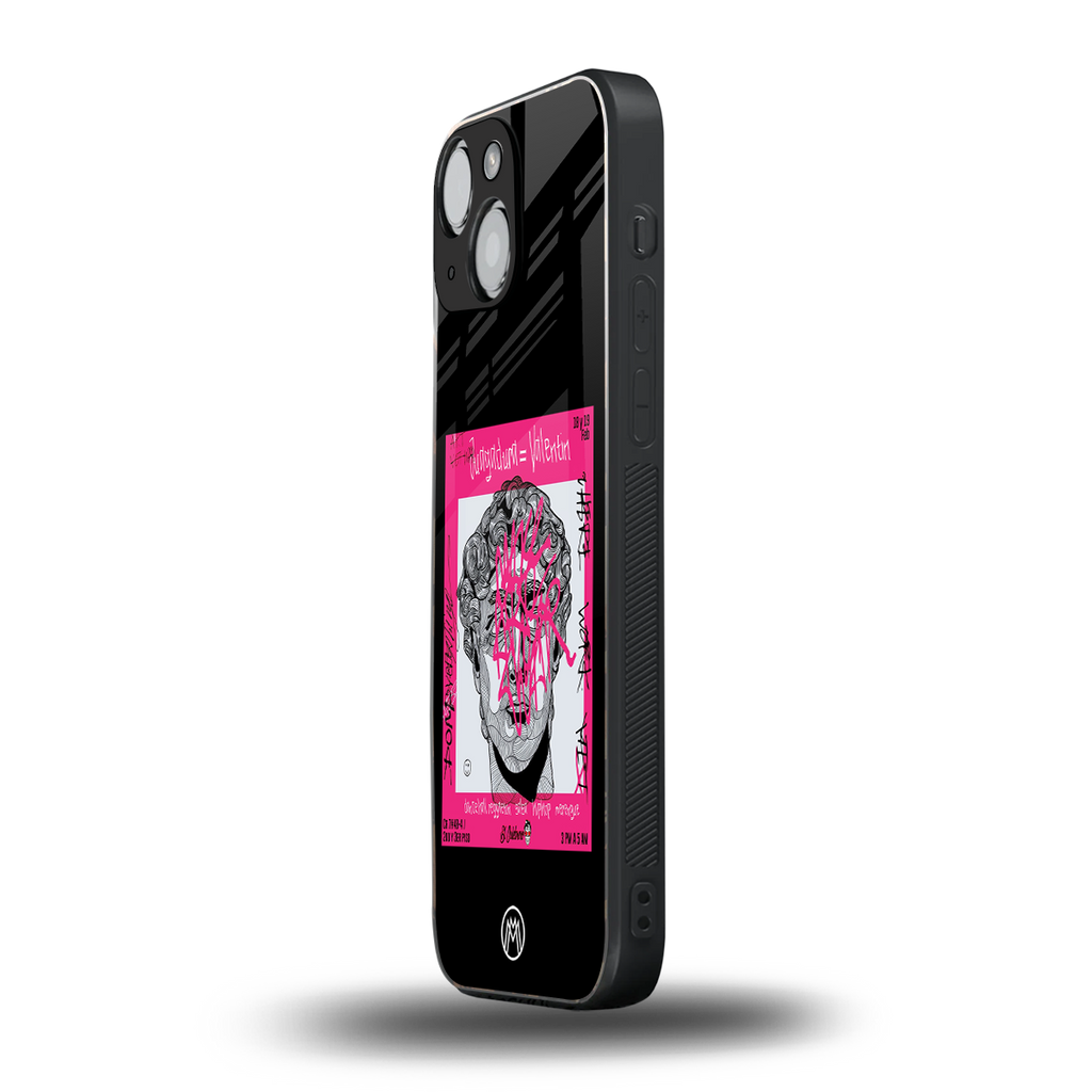 scribbled david michelangelo back phone cover | glass case for iphone 13 mini