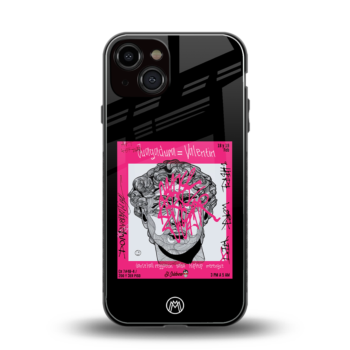 scribbled david michelangelo back phone cover | glass case for iphone 13
