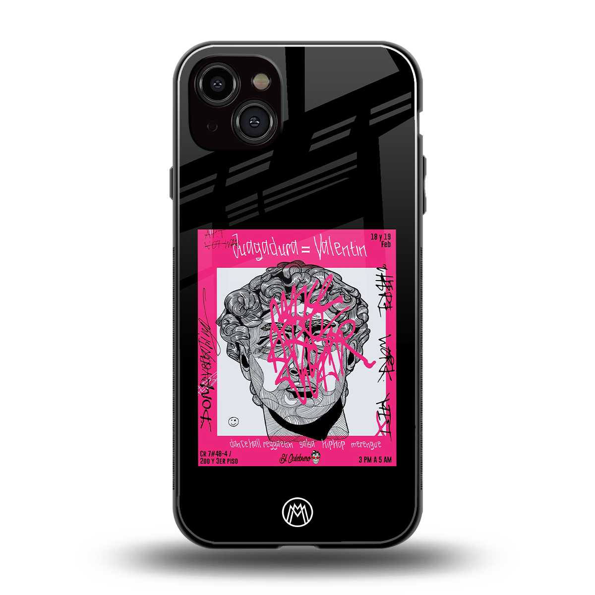 scribbled david michelangelo back phone cover | glass case for iphone 15 plus