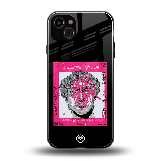 scribbled david michelangelo back phone cover | glass case for iphone 14 plus