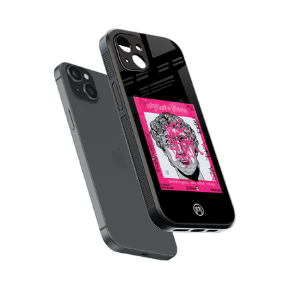 scribbled david michelangelo back phone cover | glass case for iphone 14 plus
