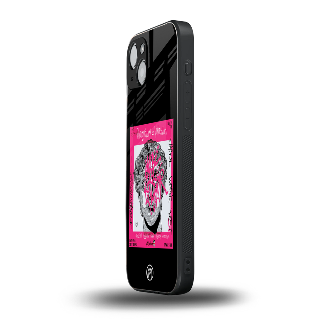 scribbled david michelangelo back phone cover | glass case for iphone 14 plus