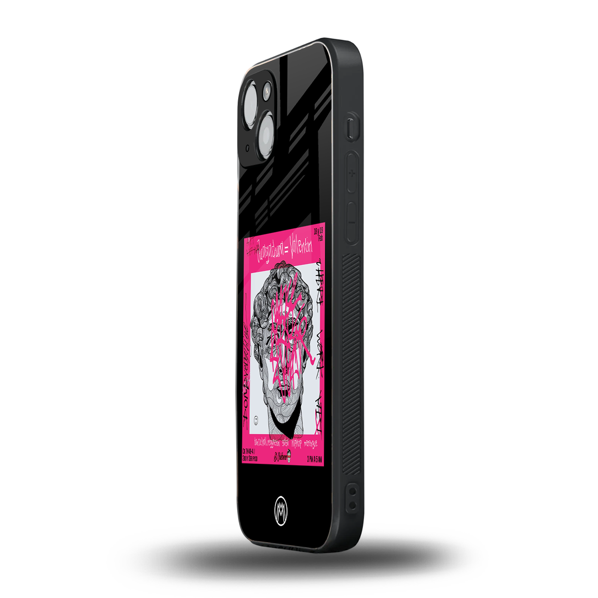 scribbled david michelangelo back phone cover | glass case for iphone 14 plus